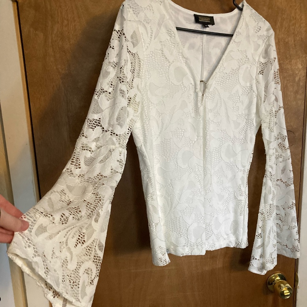 White Lacey blouse size medium - Picture 6 of 14